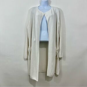 J.Crew White Linen Blend Open Duster Long Sleeve Cardigan Sweater